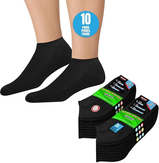 SOXCO 10 pares de calcetines negros, talla 43–46